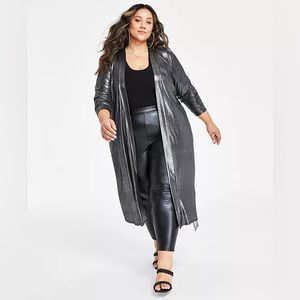 Plus Size Metallic Duster
